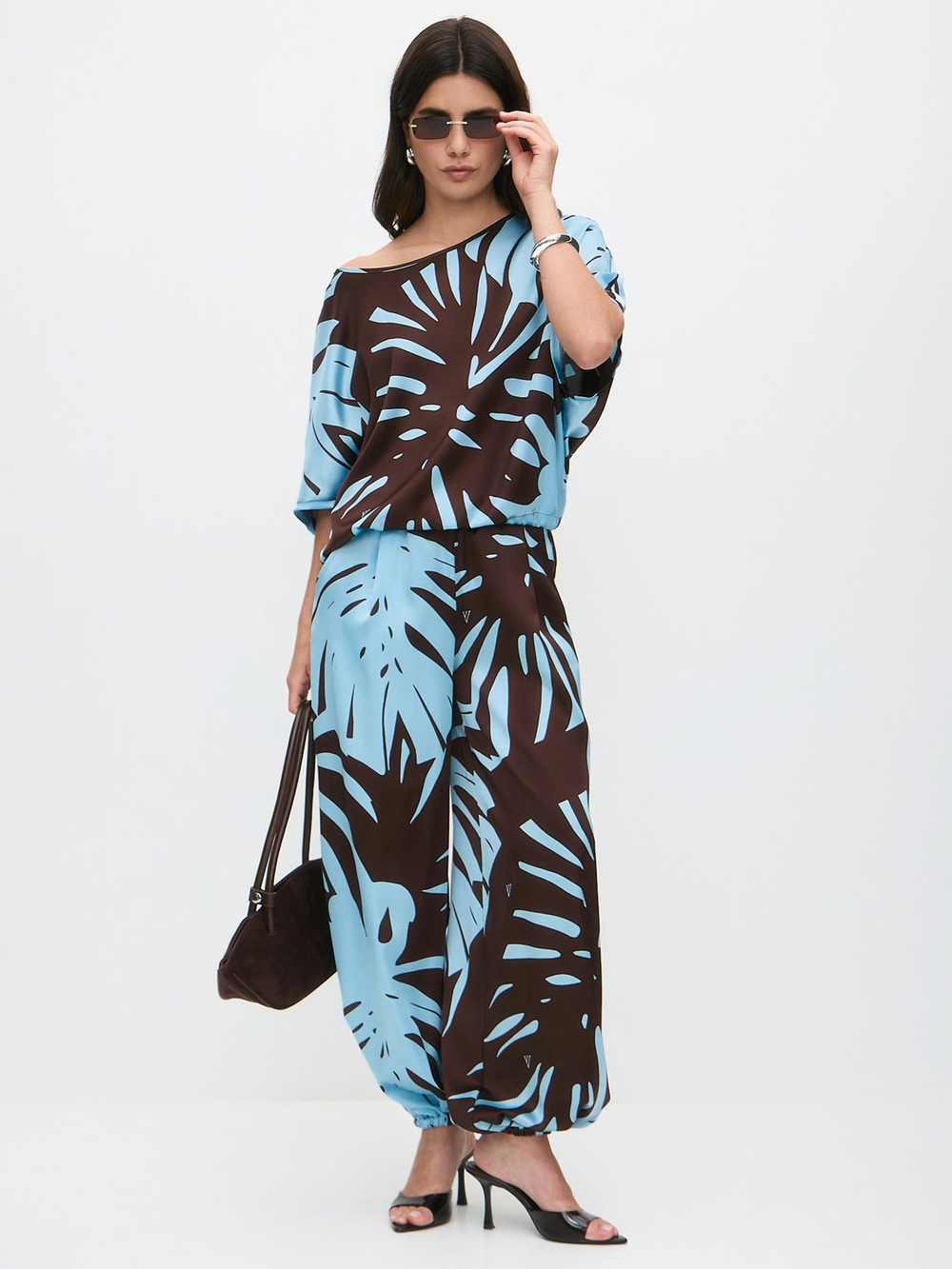 Костюм летний шелковый "ART SILK", 713.9072.09.01, цвет монстера бирюза