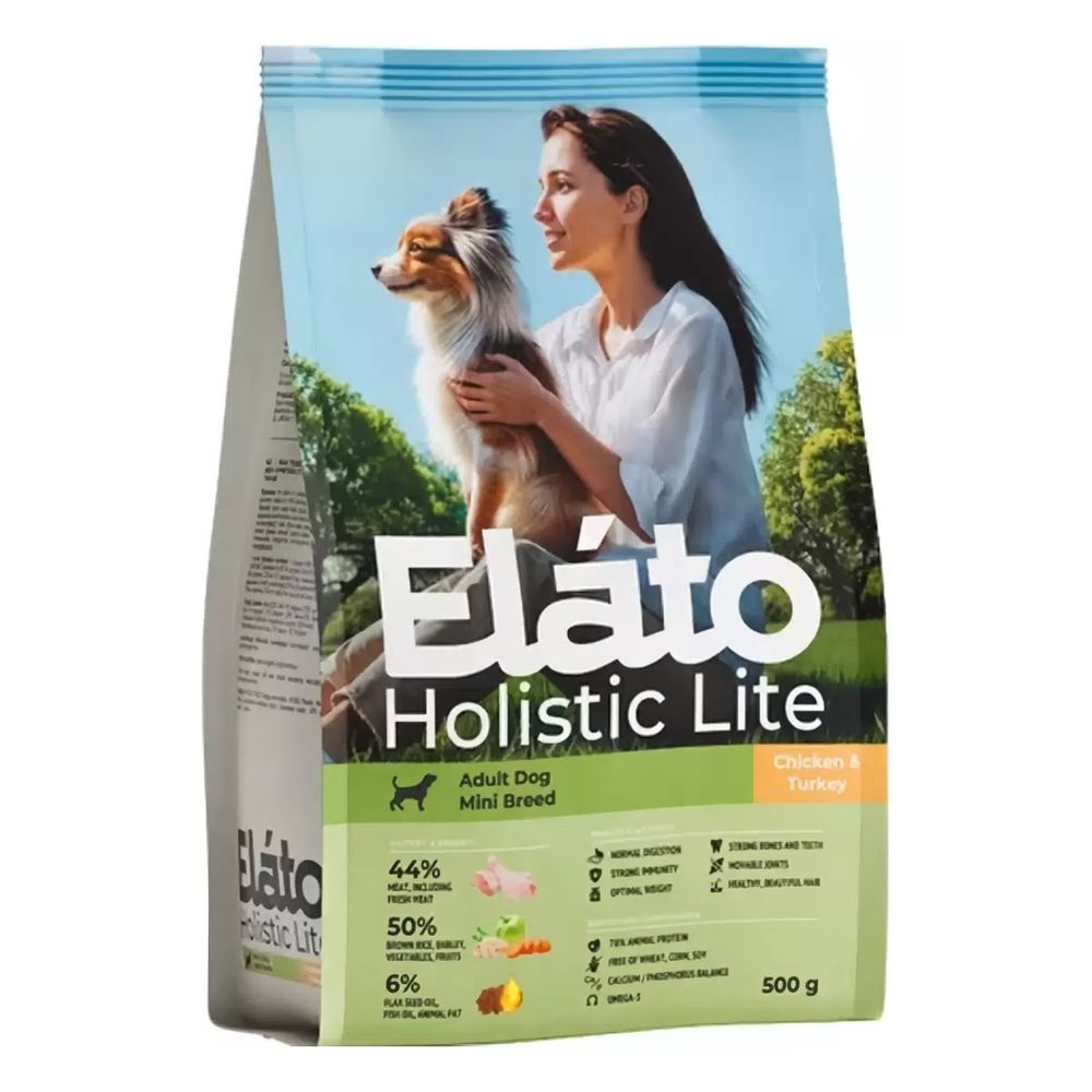 Сухой корм Elato Holistic Lite для собак мелких пород с курицей и индейкой - 0,5 кг