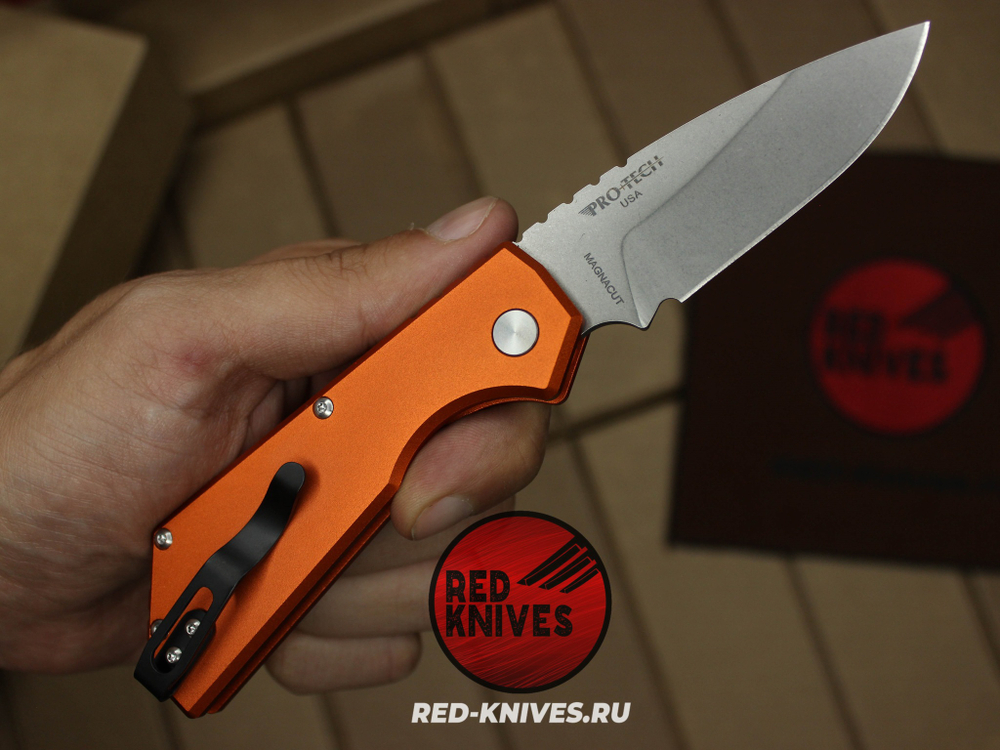 Нож Pro-Tech Strider PT Auto - оранж рук, светлый клинок RK/Н119