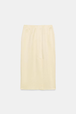 ZARA ПРЯМАЯ ЮБКА МИДИ — ZW COLLECTION, ЭКРЮ