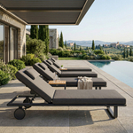 Шезлонг Ideal Patio КОСТА С на колесах, каркас карбон, матрас антрацит (с подушкой)
