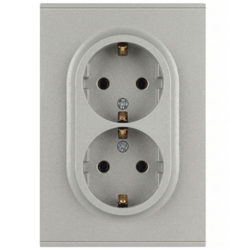 Розетка ЭРА Arktik 16-2104-03 двойная с заземлением 2X2P+E Schuko 16А-250В алюминий | Эра Arktik