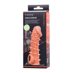 Телесная закрытая насадка 13,8см с пупырышками Kokos Cock Sleeve 005 Size S