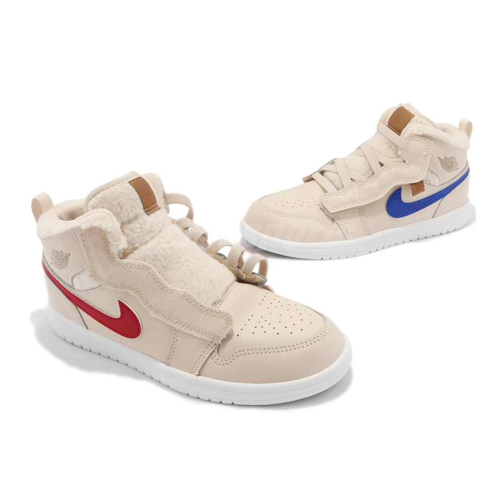 Кроссовки Air Jordan 1 Mid ALT Utility Fleece, беж.