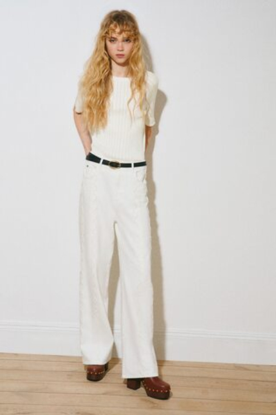 Футболка в резинку — Кремовый — H&M 1329322