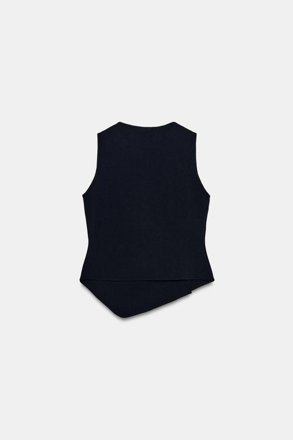 ZARA ТРИКОТАЖНЫЙ ТОП С АСИММЕТРИЧНОЙ ЗАСТЕЖКОЙ, МОРСКОЙ СИНИЙ