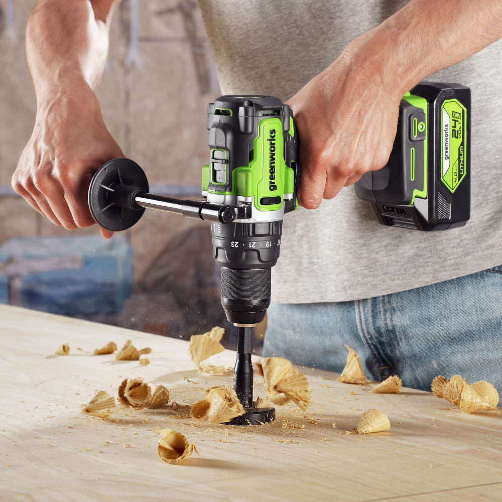 Дрель-шуруповерт ударная Greenworks GD24DD140, 24V,бесщеточная, 140Нм, anti-kickback,без АКБ и ЗУ, 3707607