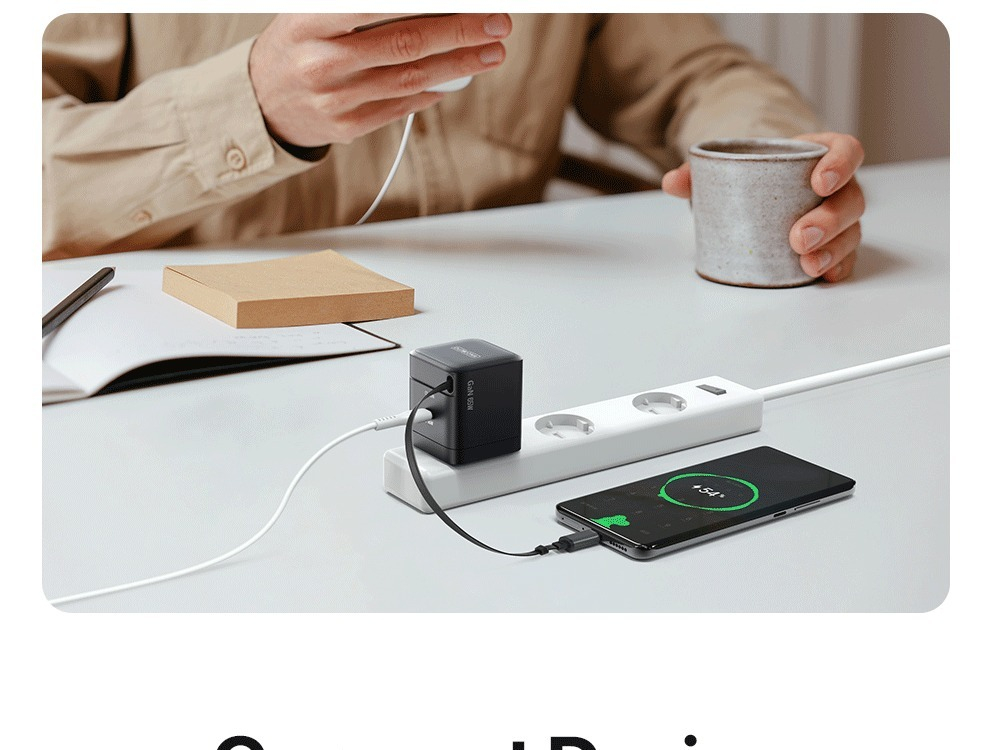 Быстрое зарядное устройство 65W с телескопическим кабелем 70см с разъемом USB-C, Duzzona