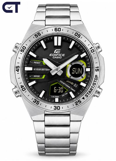 CASIO EFV-C110D-1A3VDF EDIFICE мужские наручные часы — стальной хронограф с черный циферблатом