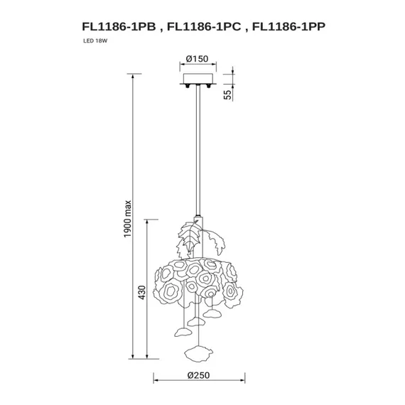 Подвесной светильник Pirilampo FL1186-1PP Fluorite