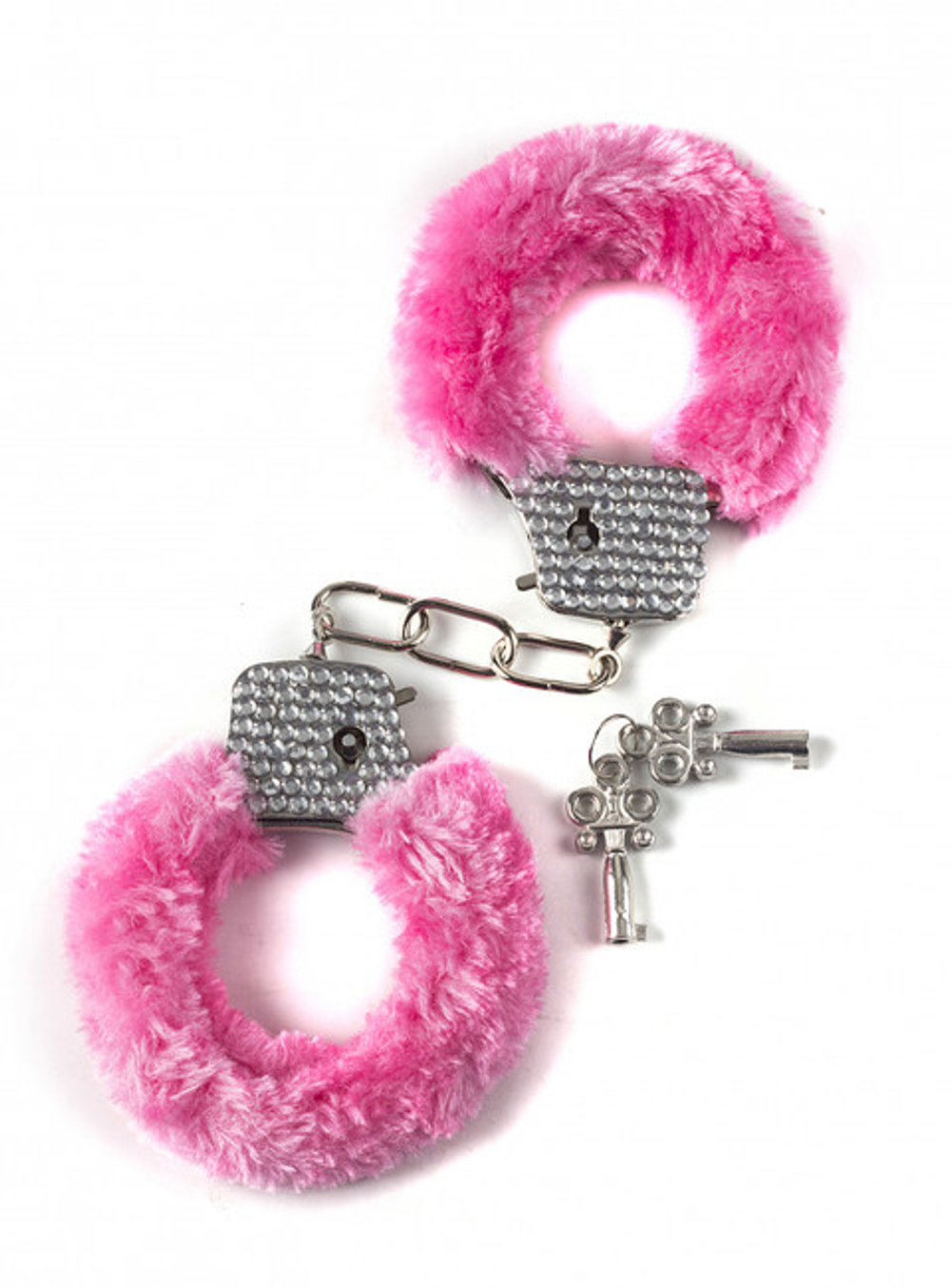 Наручники со стразами и мехом Crystal HandCuffs Pink (розовый) (Цвет: розовый)