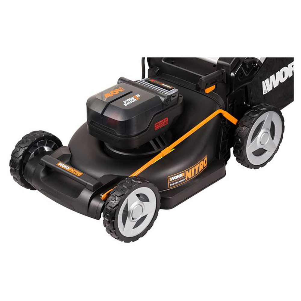 Газонокосилка аккумуляторная бесщеточная WORX WG748E, 40 В, 46 см, 4 Ач х2, ЗУ 2А х2, коробка