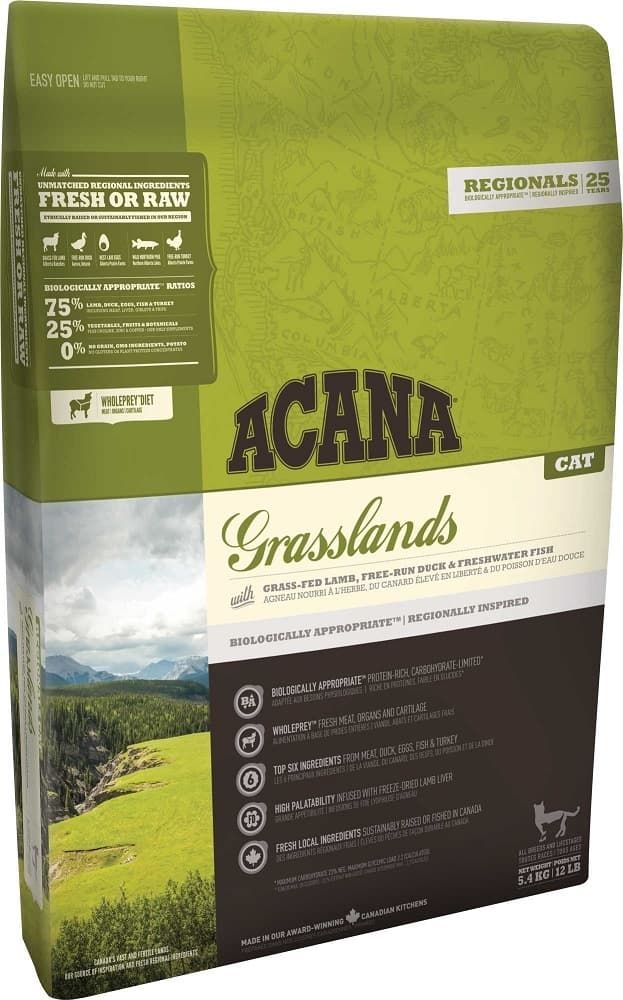 *ACANA GRASSLANDS CAT 340г. корм для кошек и котят всех пород с ягненком (новая формула 75/25)