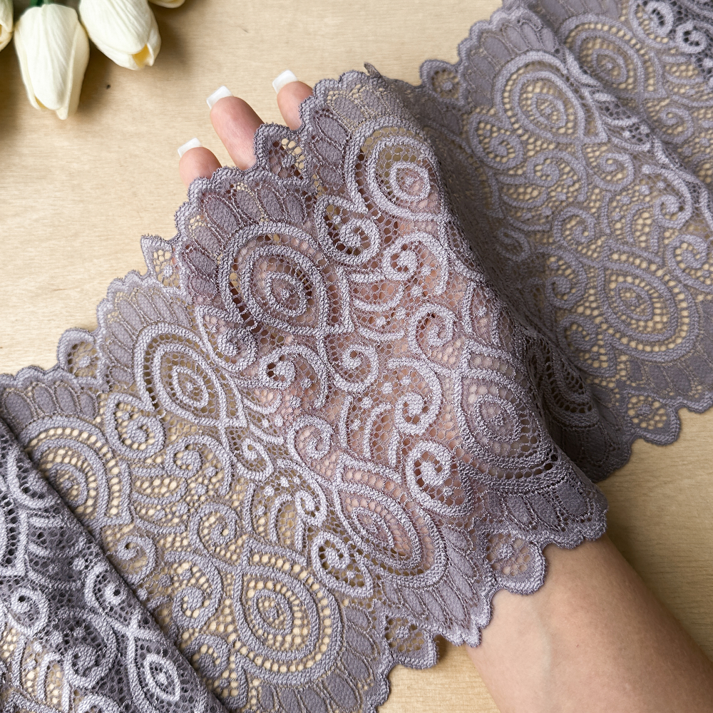Широкое кружево эластичное 18см, Графит (lace/magn/180)