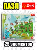 Пазлы для детей 3 4 лет 25 элементов в рамке Животные Европы