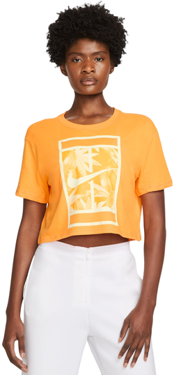 Женская теннисная футболка Nike Dri-Fit Slam Crop Top - Оранжевый