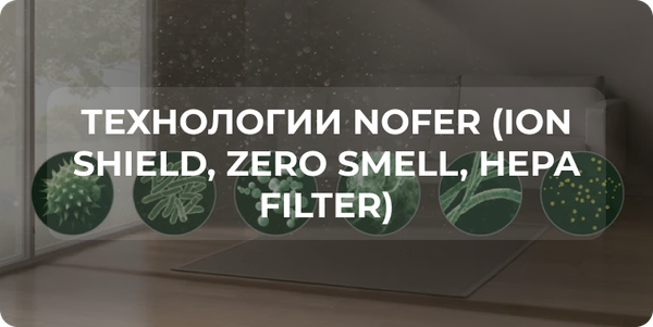 Технологии NOFER (ION Shield, Zero Smell, Hepa Filter) Технологии NOFER (ION Shield, Zero Smell, Hepa Filter)