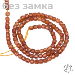 Нить бусин куб с огранкой 3 мм Гранат (спессартин)