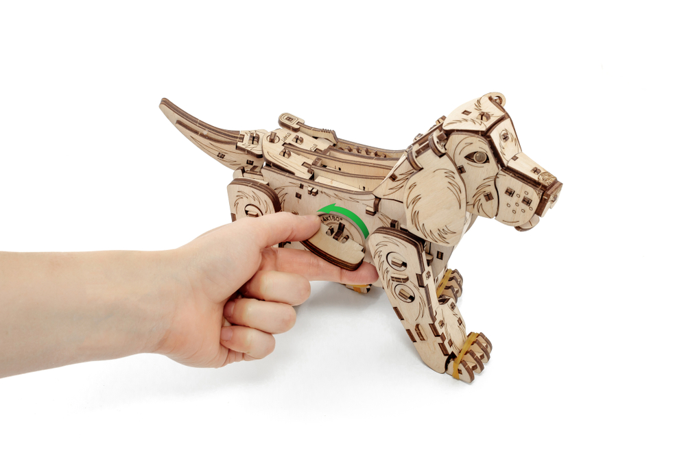 Конструктор деревянный 3D EWA Механический щенок Puppy