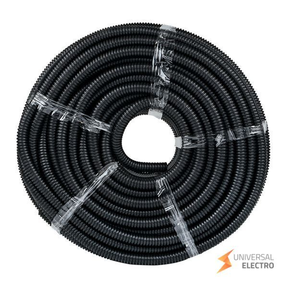 Труба гофр, ПНД с протяжкой d16 мм (25 м) черная EKF-Plast