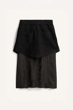 ZARA КОМБИНИРОВАННАЯ ЮБКА С ОТДЕЛКОЙ — LIMITED EDITION, ЧЕРНЫЙ