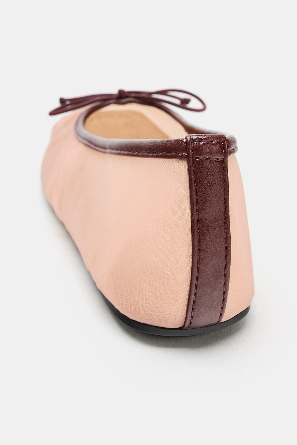 ZARA БАЛЕТКИ ИЗ СЕТКИ С БАНТОМ, РОЗОВЫЙ