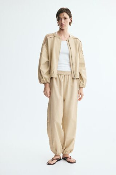 Брюки из смеси льна с кружевом - H&M