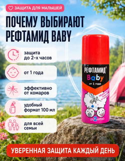 Аэрозоль Рефтамид от комаров детский 100мл
