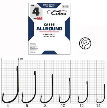 Крючки Cobra ALLROUND CA116  №10, 10 шт.