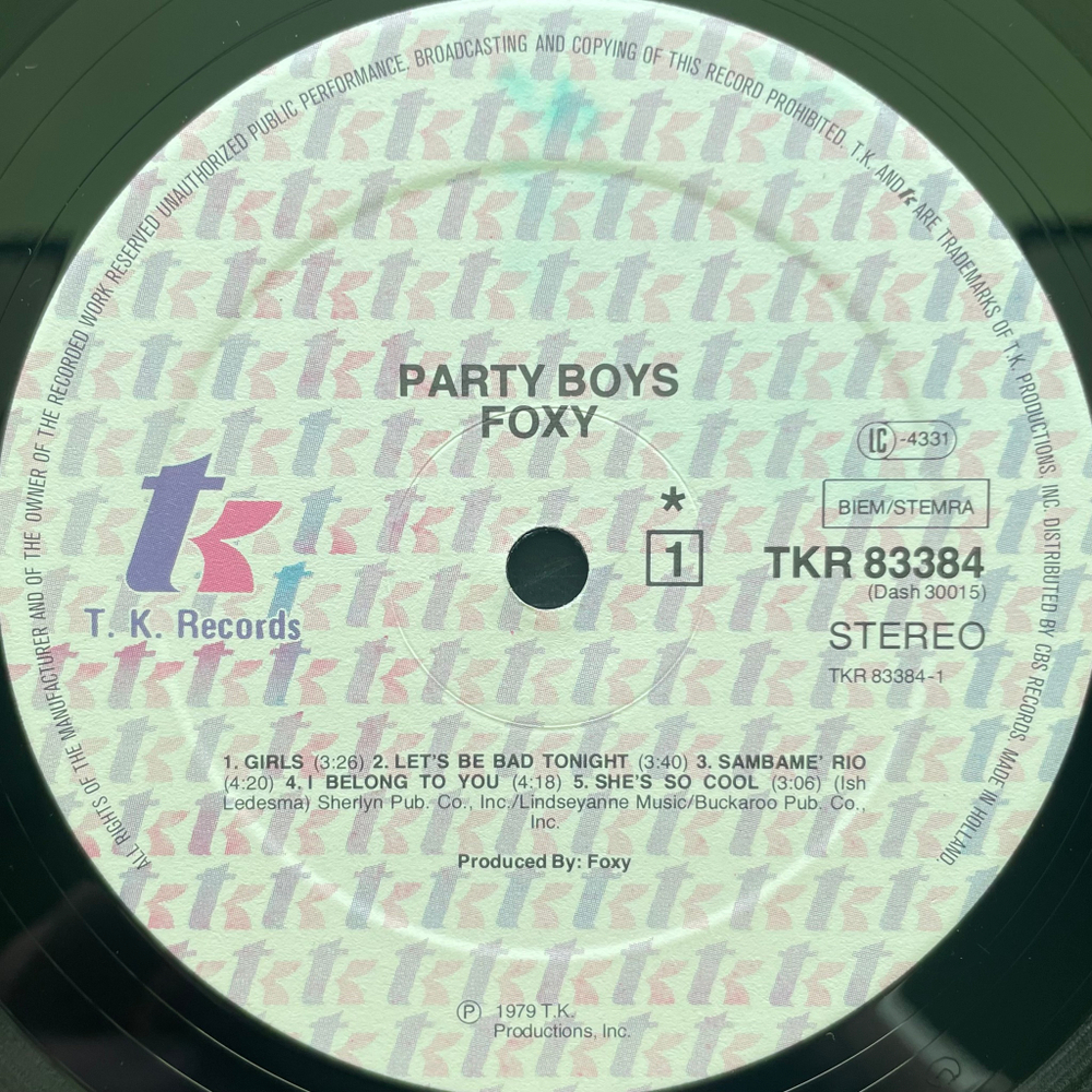 Foxy ‎– Party Boys (Голландия 1979г.)