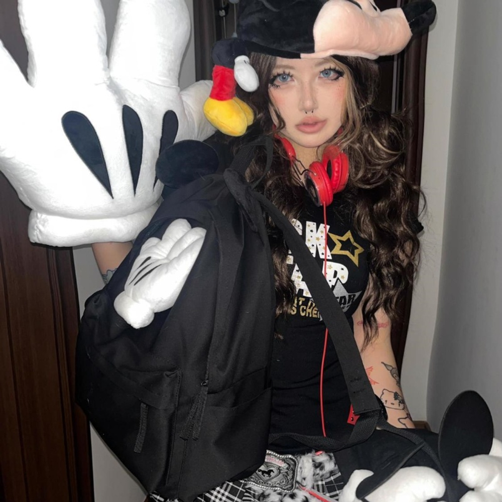 Disney Nylon Fabric Backpack Regular Unisex Black