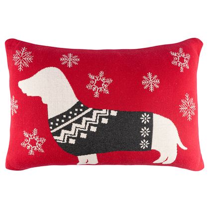 Подушка вязаная с новогодним рисунком 40х60см Tkano New Year Essential Fancy doggy