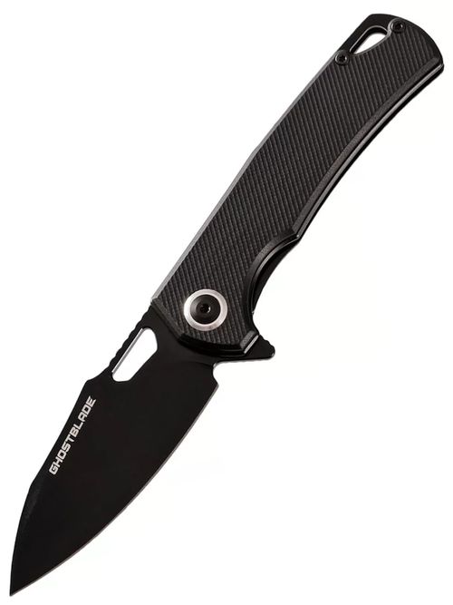 Нож складной GhostBlade Polter, сталь D2, 58-62 HRC, Spear-point, рукоять G10 чёрная, замок Liner lock, флиппер, 107 г