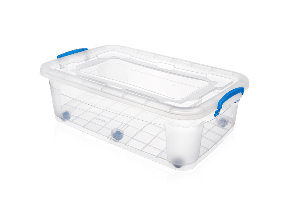 (374ЭЛЬФ пласт) контейнер с защелками Storage Box/Сторэдж Бокс 30л на колёсах