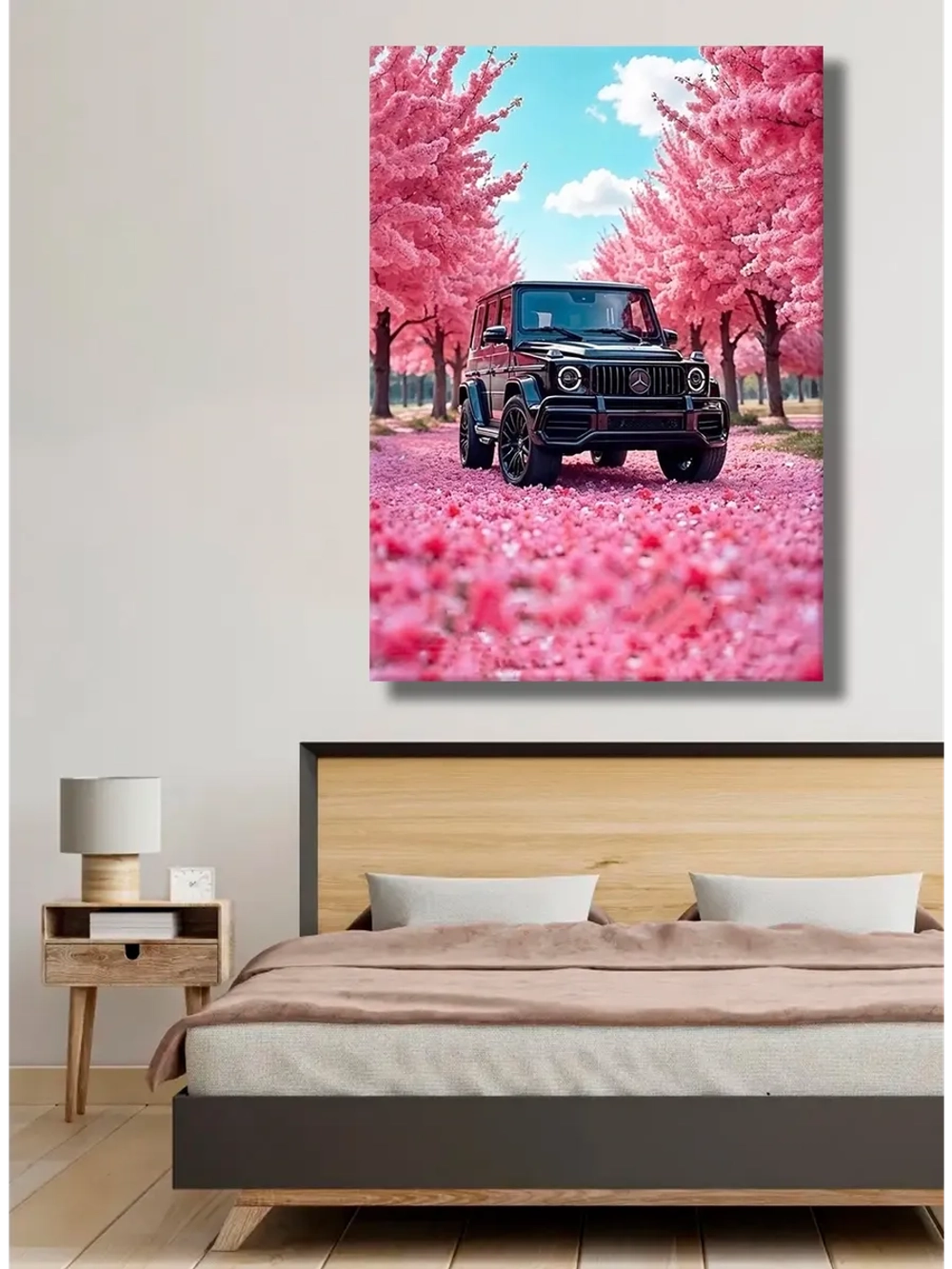 Картина "Mercedes Сакура Драйв", интерьерная 50х70см 1шт.