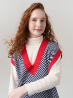 Жилетка для девочки в ушколу AT953 синий-коралловый