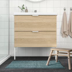 IKEA TOFTBO  (ИКЕА ТОФТБО)  -  Коврик для ванной комнаты, полосатый/синий, 50x80 см
