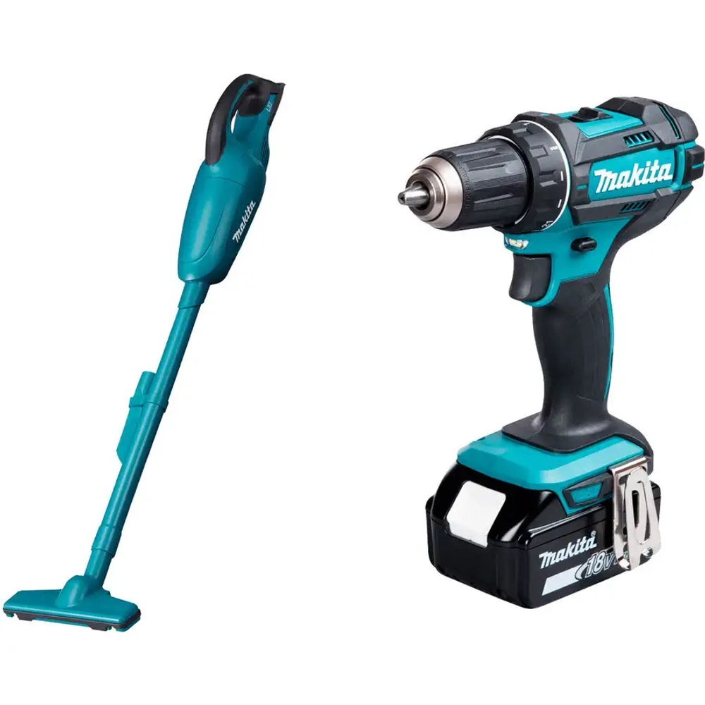 Аккумуляторная дрель-шуруповёрт + пылесос Makita DDF482RME-DCL180Z