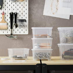 IKEA SAMLA  (ИКЕА САМЛА)  -  Коробка с крышкой - прозрачный 14х18х10 см/1 л
