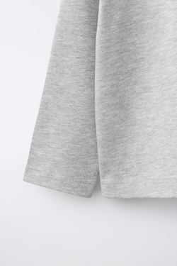 ZARA ОДНОТОННАЯ ФУТБОЛКА ИЗ ИНТЕРЛОКА, СЕРЫЙ МЕЛАНЖ