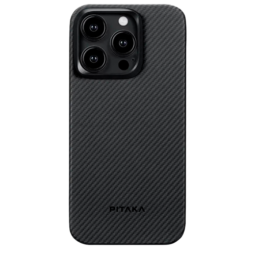 Чехол из арамидного волокна с поддержкой MagSafe PITAKA MagEZ Case 4 1500D для iPhone 15 Pro Max, Black / Gray (Черно-серый)