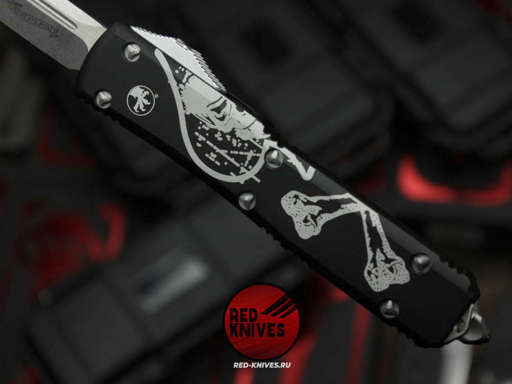 Ножи Microtech Ultratech Death Card Standard S/E (Левый) + S/E (Правый) + Tanto T/E (Левый) + T/E (Правый "Memento Mori" - комплект 4 ножа