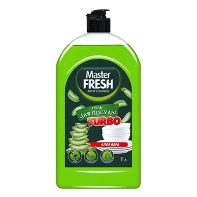 Гель для мытья посуды АЛОЭ 1000мл, флип топ Master FRESH TURBO
