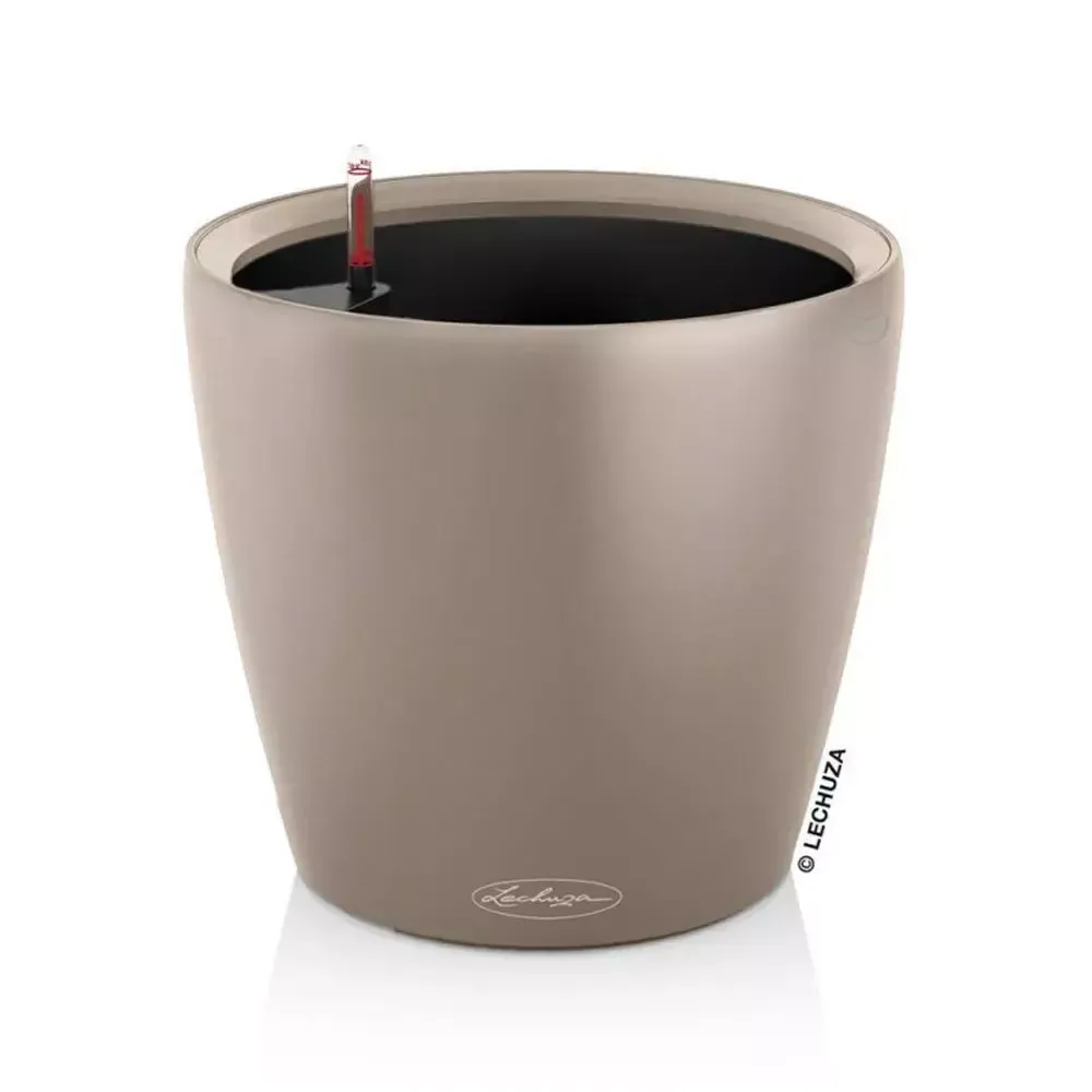 Кашпо Lechuza "Color Classico Complete sand brown" (пластик), D28xH26 см