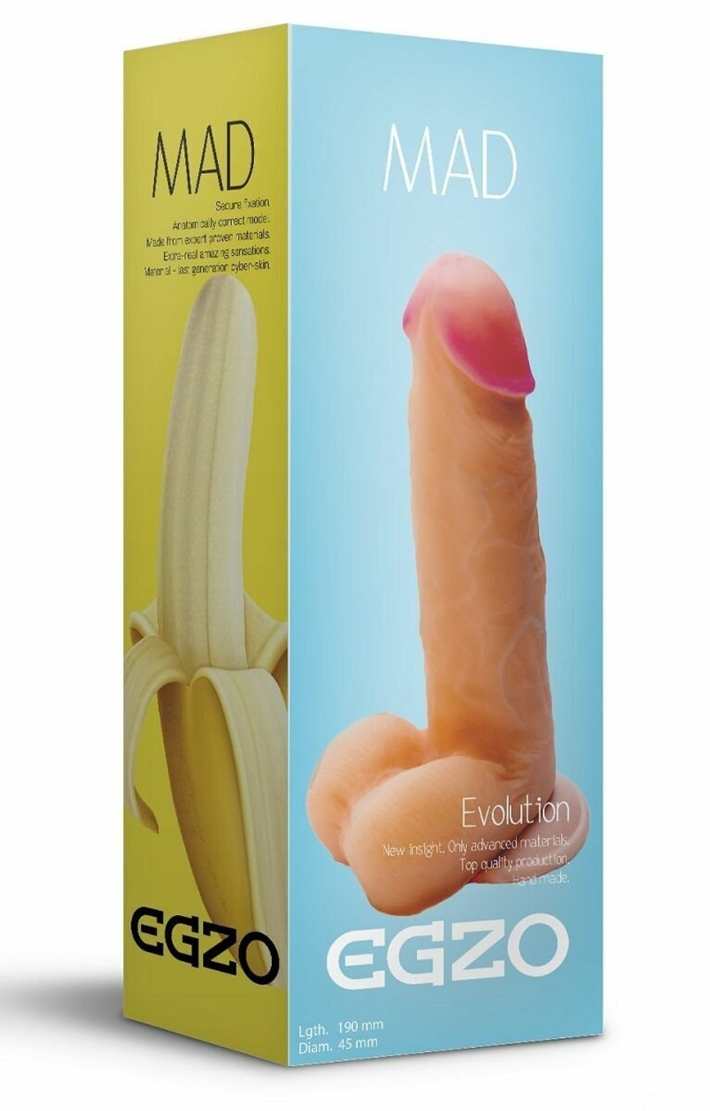 Телесный фаллоимитатор Mad Banana из киберкожи с присоской - 19 см. (Цвет: телесный)