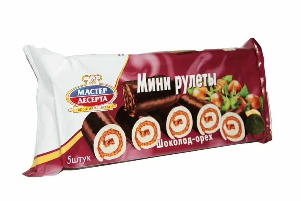 Мини-рулеты бискв Мастер Десерта с кремовой начинкой шок -ореховой 175г