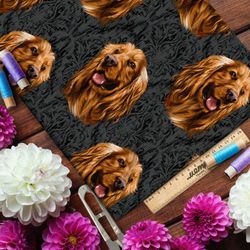 Ткань дюспо счастливая собака на тёмном фоне