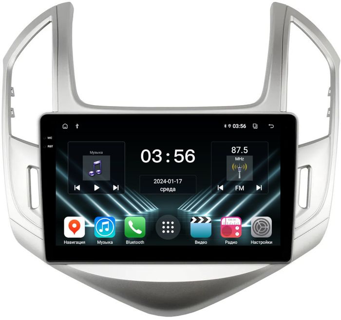 Магнитола для Chevrolet Cruze 1 2012-2015 (рамка серебро) - FarCar S400-DX монитор 9.5" IPS на Android 13, CarPlay