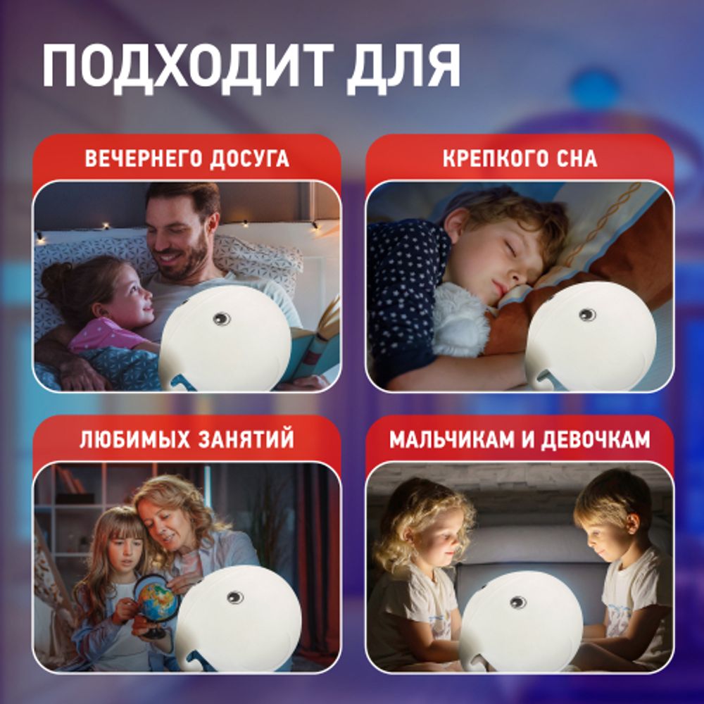 Ночник - светильник светодиодный ЭРА NLED-418-2W-W аккумуляторный мягкий силиконовый белый | Ночники