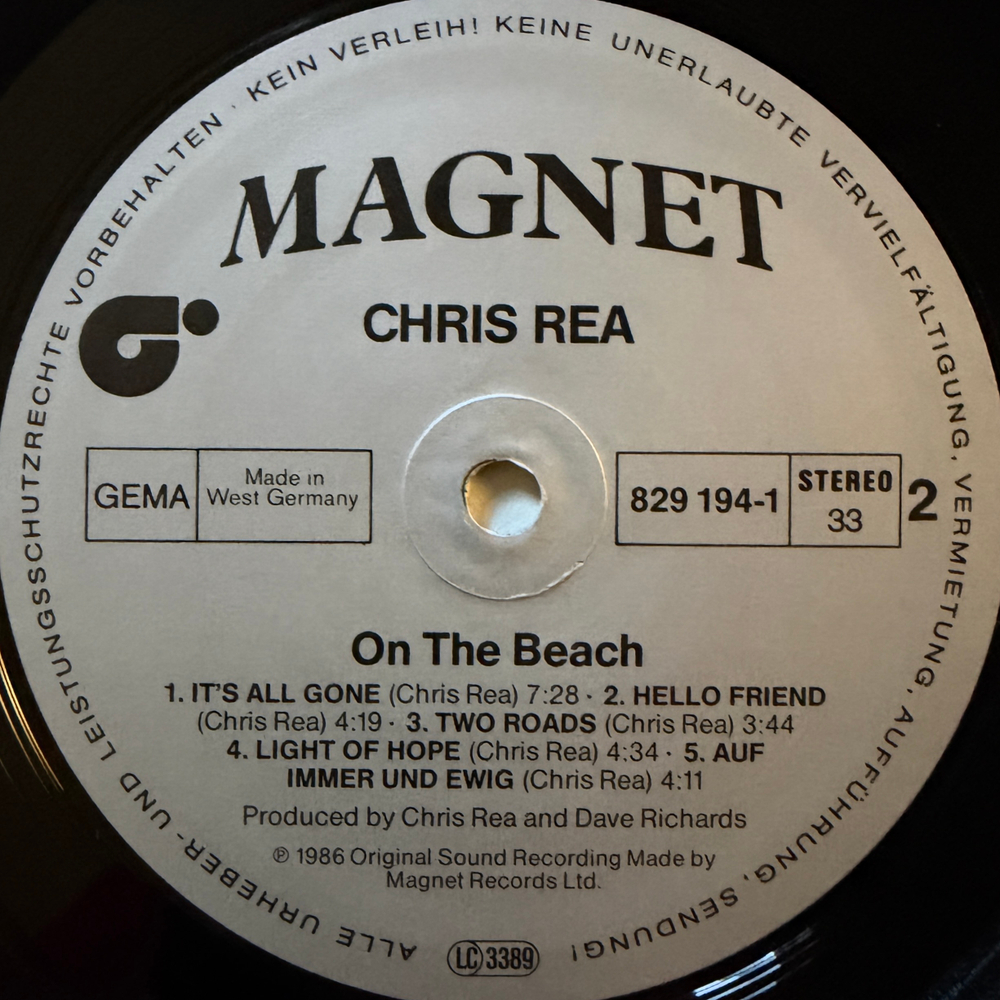 Chris Rea ‎– On The Beach (Германия 1986г.)